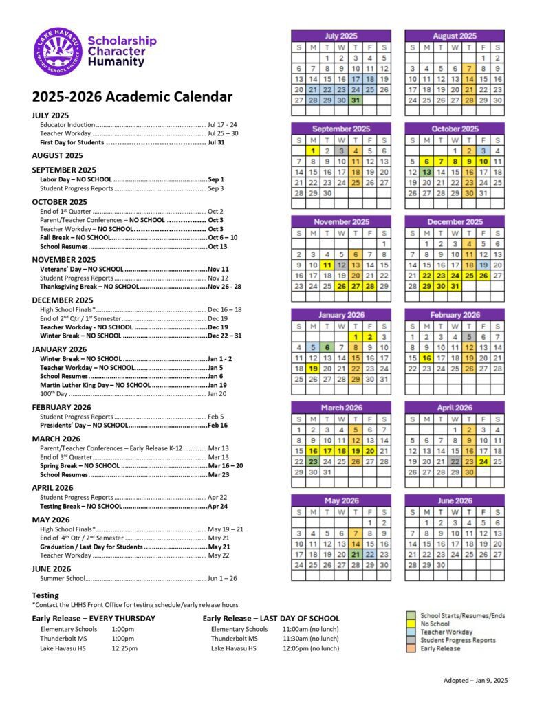 Lake Havasu Unified School District CALENDAR