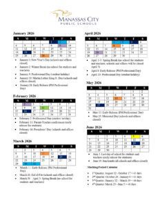 Manassas City Public Schools Calendar