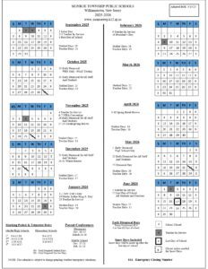 MONROE TOWNSHIP PUBLIC SCHOOLS calendar