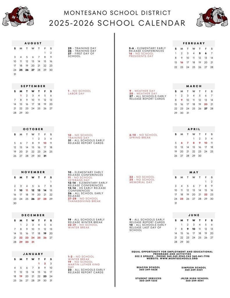 Montesano school district calendar