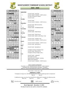 Montgomery Township School District calendar