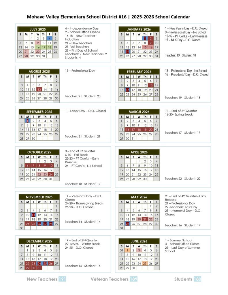 Mohave Valley School District CALENDAR