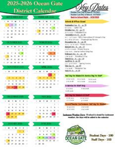 Ocean Gate School calendar