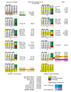 Parker School District No. 27 CALENDAR