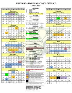 pinelands regional school district calendar