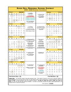 River Dell Regional School District Calendar