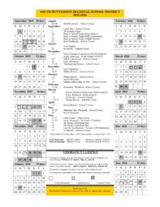 SOUTH HUNTERDON REGIONAL SCHOOL DISTRICT calendar