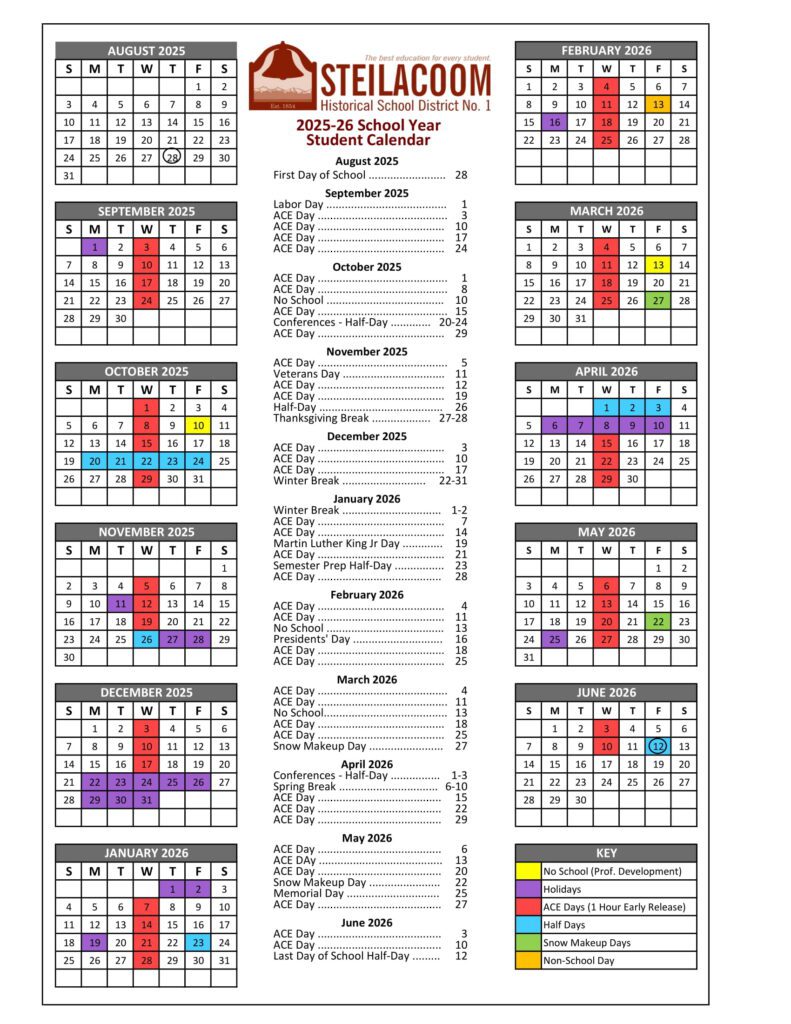 STEILACOOM Historical School District Calendar