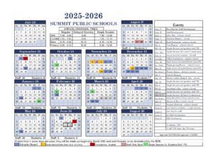 Summit Public Schools Calendar