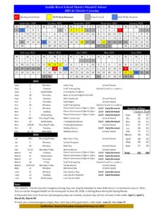 Saddle River School District Calendar