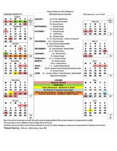 School District of the Chathams Calendar