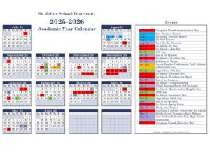 St. Johns school calendar