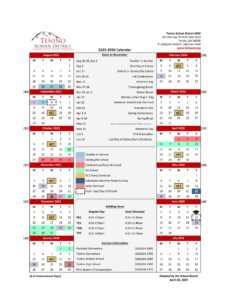 Tenino School District calendar
