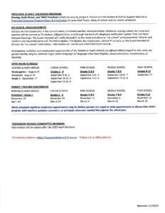 Tewksbury Public Schools calendar