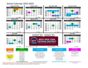 west new york school district calendar