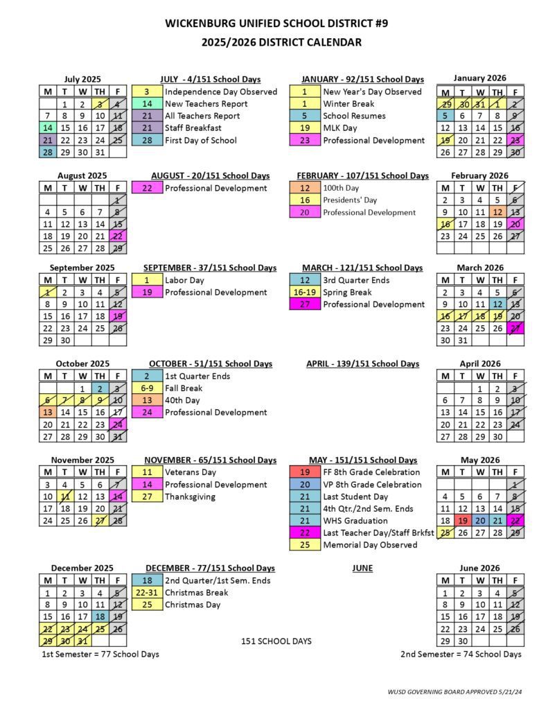 Wickenburg Unified School District #9 CALENDAR