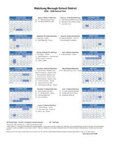 WATCHUNG BOROUGH SCHOOL DISTRICT CALENDAR