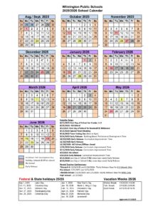 Wilmington Public Schools calendar