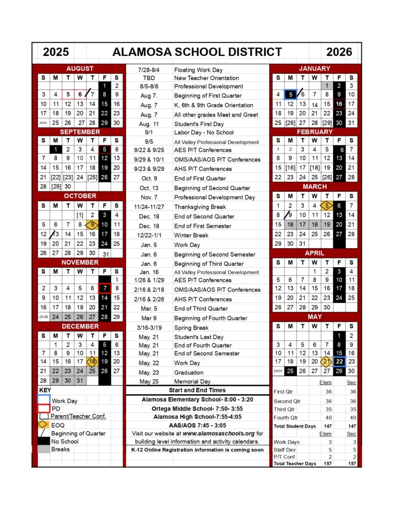 alamosa school calendar