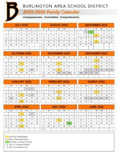 burlington area school district calendar