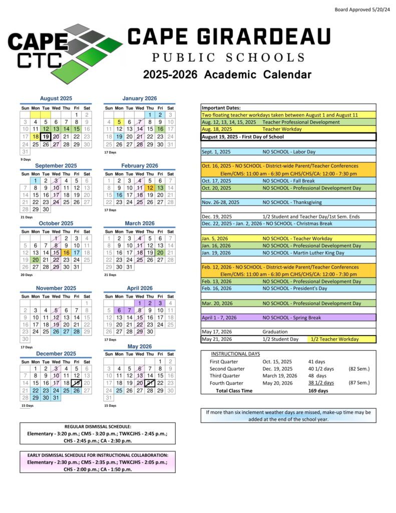 CAPE GIRARDEAU PuBLIC SCHOOLS CTC calendar