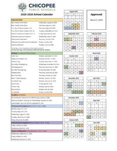 CHICOPEE PUBLIC SCHOOLS CALENDAR