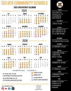 Culver Community Schools Calendar