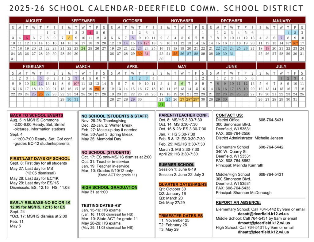 deerfield community school district calendar