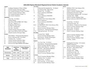 Dighton-Rehoboth Regional School CALENDAR