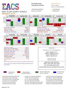 EAST ALLEN COUNTY SCHOOLS CALENDAR