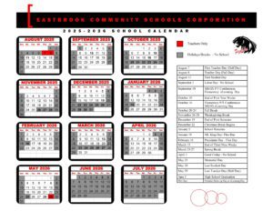 EASTBROOK COMMUNITY SCHOOLS CORPORATION CALENDAR