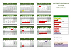 East Grand School District #2 25-26, 1 calendar