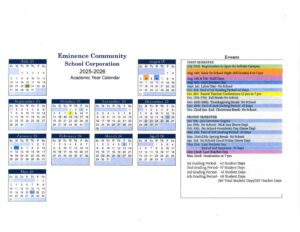 Eminence Community School Corporation calendar