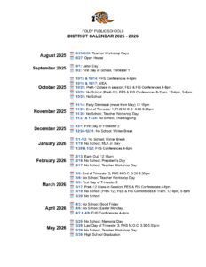 FOLEY PUBLIC SCHOOLS 25-26, CALENDAR