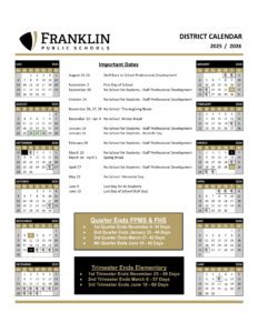 FRANKLIN PUBLIC SCHOOLS calendar