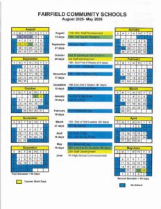 Fairfield Community Schools in calendar