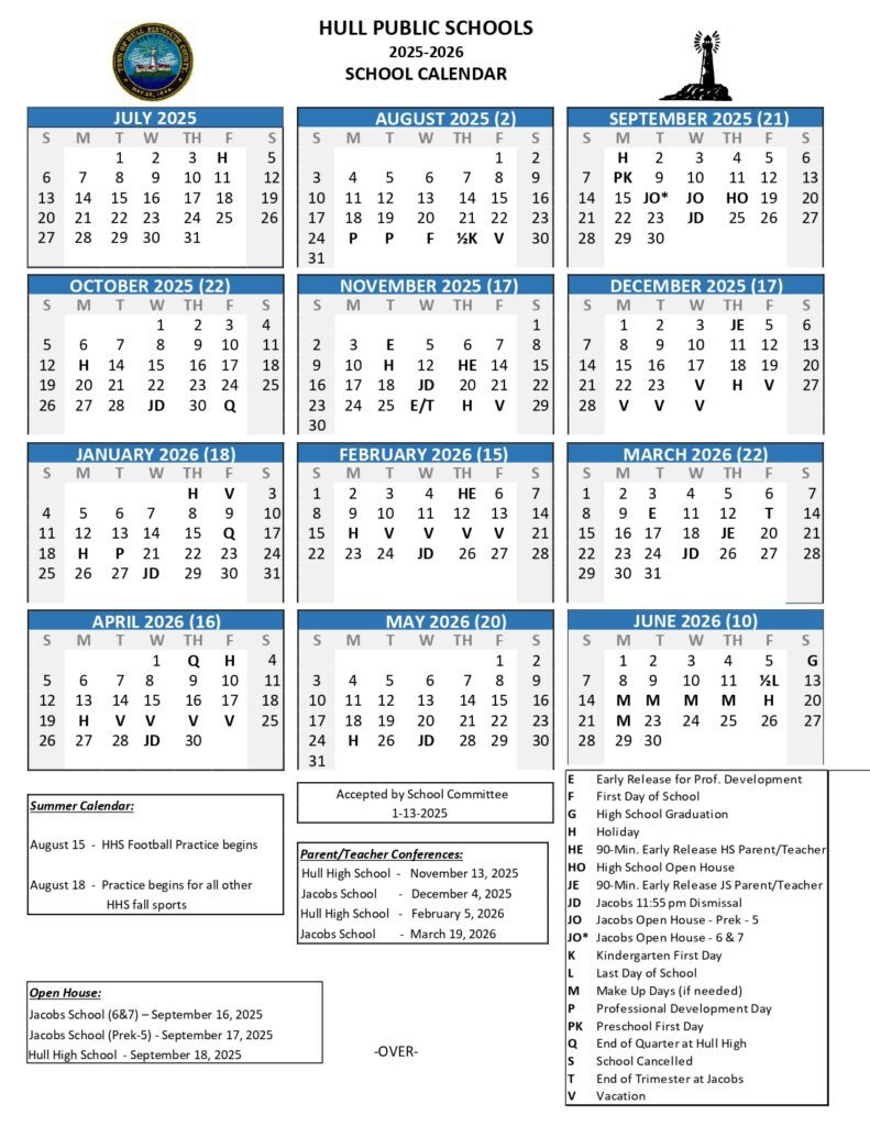 Hull Public Schools MA Calendar