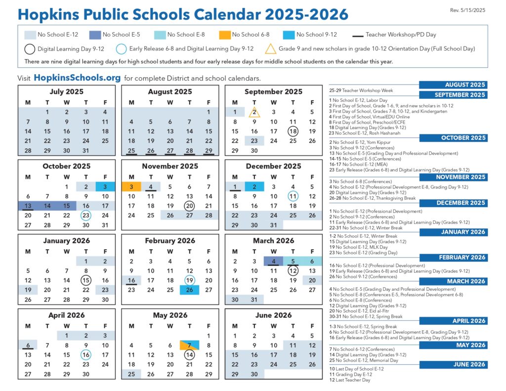 Hopkins Public Schools 25-26 CALENDAR