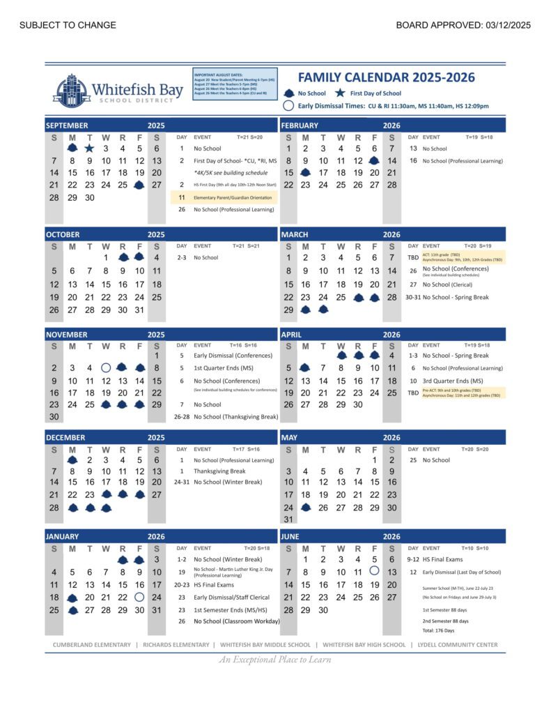 MILWAUKEE PUBLIC SCHOOLS calendar