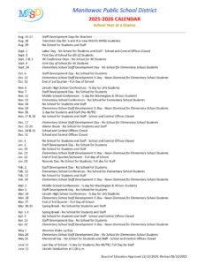 Manitowoc Public School District calendar