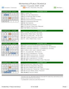 Marshfield Public Schools CALENDAR
