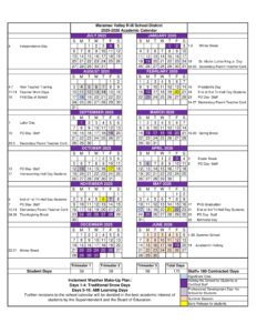 Meramec Valley R-III School District calendar