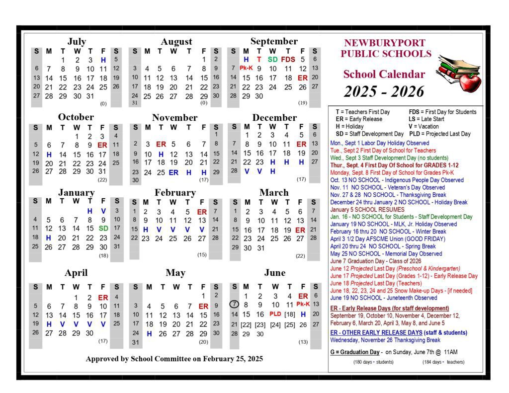 Newburyport Public Schools Calendar