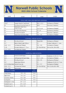 Norwell Public Schools, CALENDAR