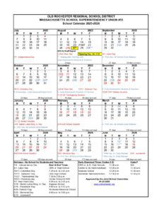 Old Rochester Regional School District CALENDAR