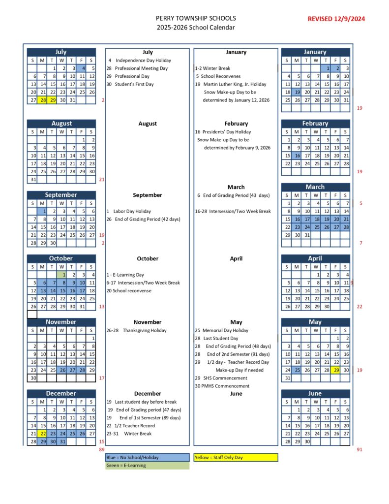Perry Township Schools Calendar