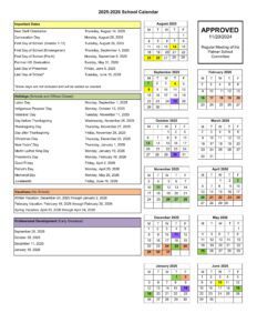 Palmer School calendar