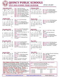 Quincy Public Schools Calendar