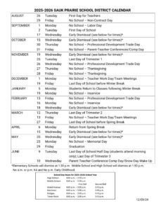 sauk prairie school district calendar