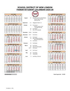 SCHOOL DISTRICT OF NEW LONDON CALENDAR